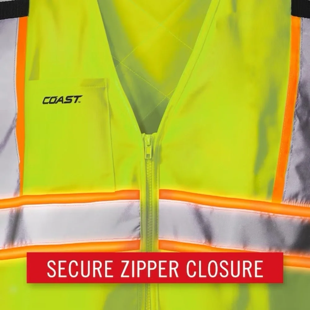 Coast L/Xl Yellow Polyester High Visibility Reflective Safety Vest